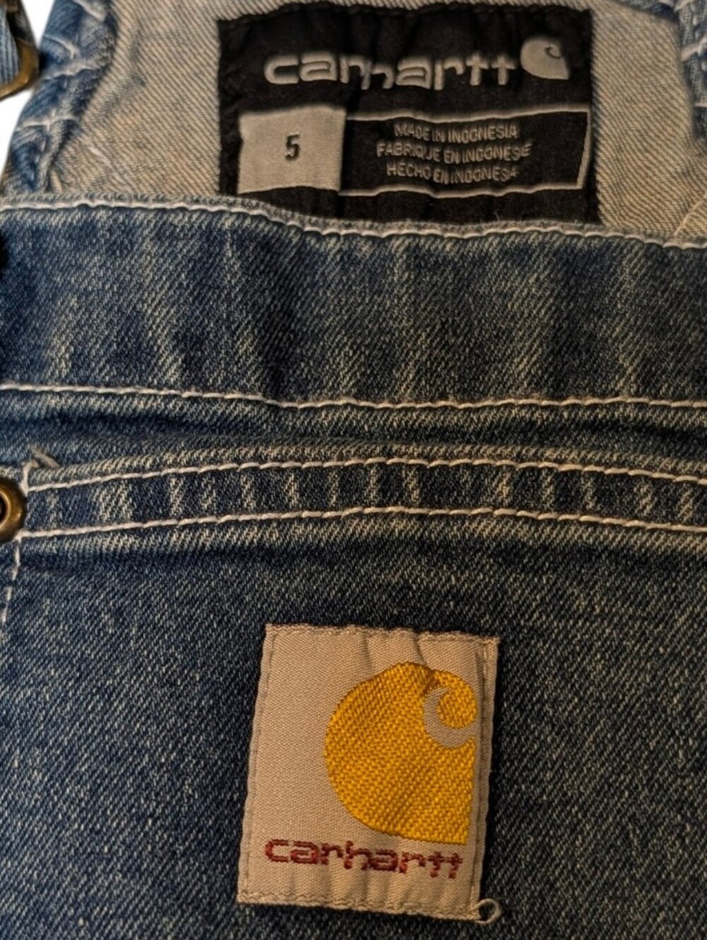 Carhartt Rugged Flex Denim Shortalls with Bib Pocket Size 5 - Picture 7 of 9